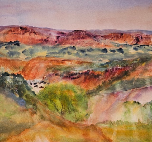 Captain Goodnight's Herd - Watercolor painting