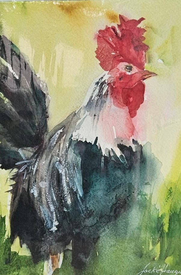 Commander of the Coop - Watercolor painting