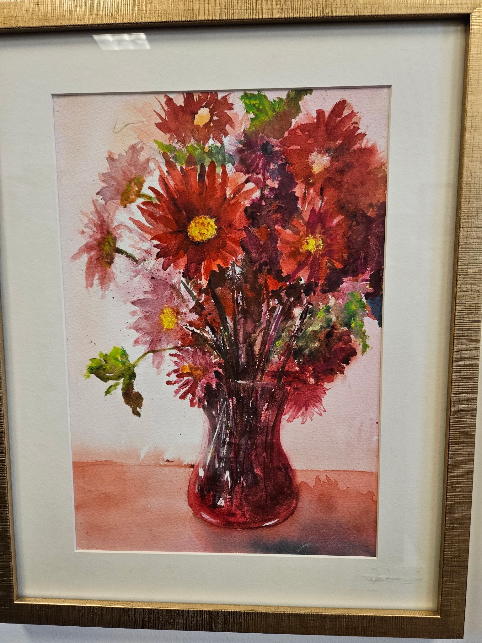 Crimson Bloom - Watercolor painting