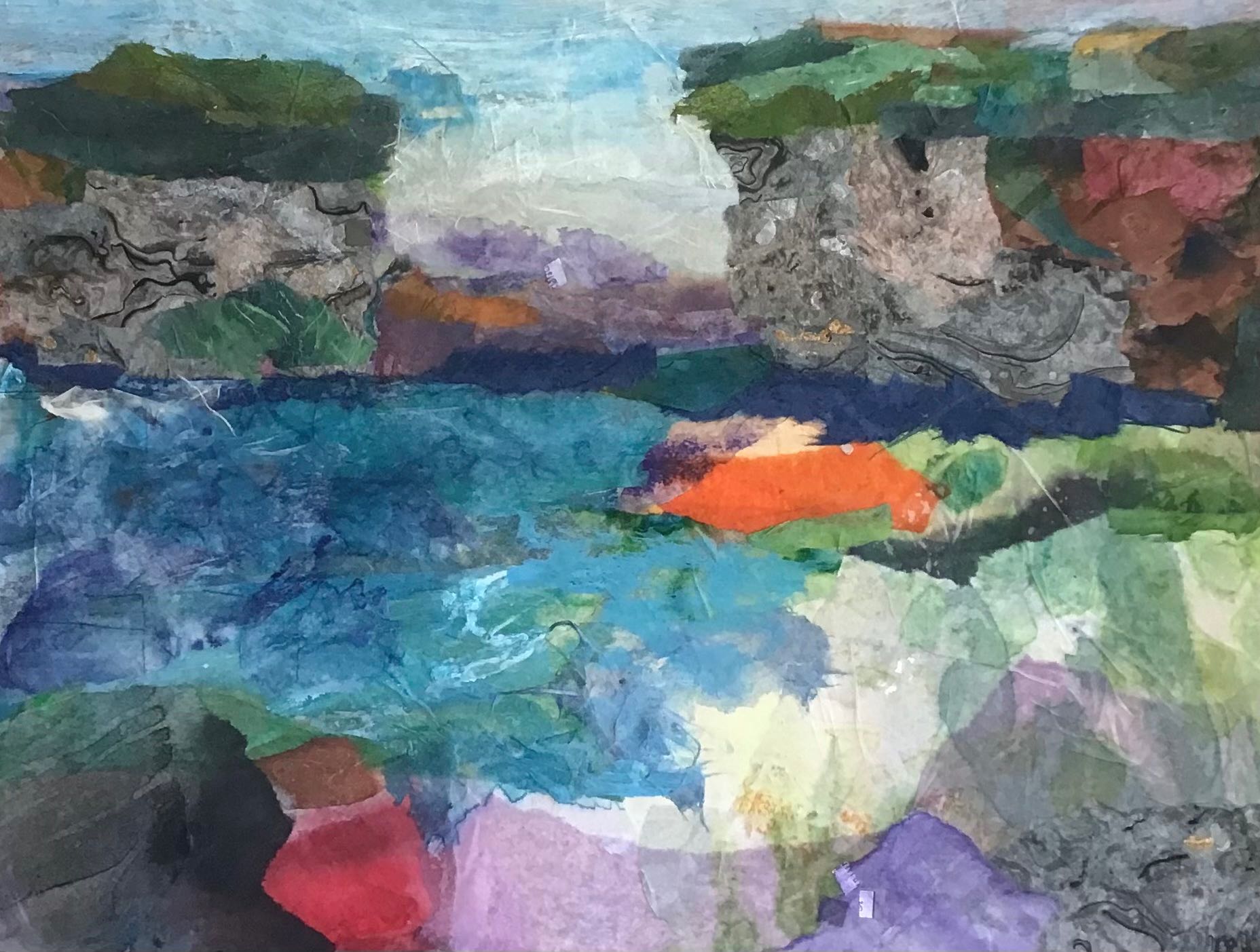 Hell's Gate, Possum Kingdom - Watercolor collage